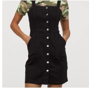 H&M Black Denim Overall Dress